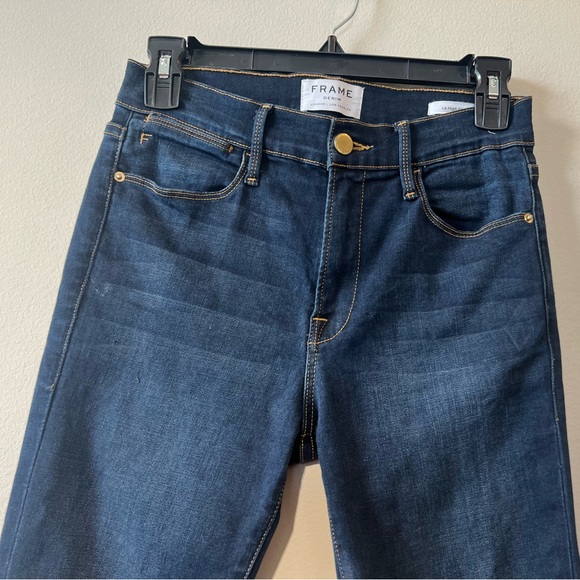Frame Denim Le High Skinny Women Size 27 Blue Slim Jeans Stretch Rough Hem - Picture 6 of 14